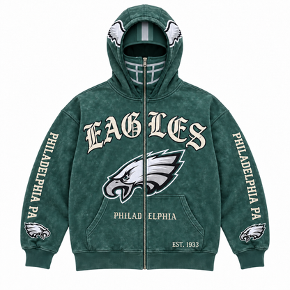 🏈 2-in-1 Football Full-Zip Hoodie for Men & Women – Helmet-Style Zip Hood, Oversized Fit, Long Sleeve Game Day Pullover Jacket for Football Fans 🏆
