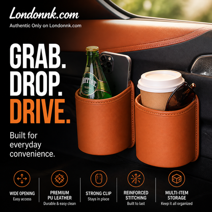 🚗🧺 50% OFF! Leather Car Door Cup Holder – Wide‑mouth opening, easy reach for drinks & phone