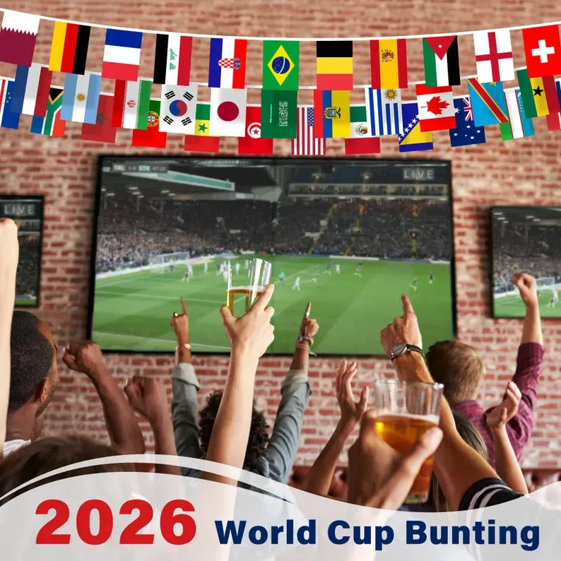 48 Country World Flags Banner, Waterproof Polyester Bunting for Soccer Watch Parties & Outdoor Decor