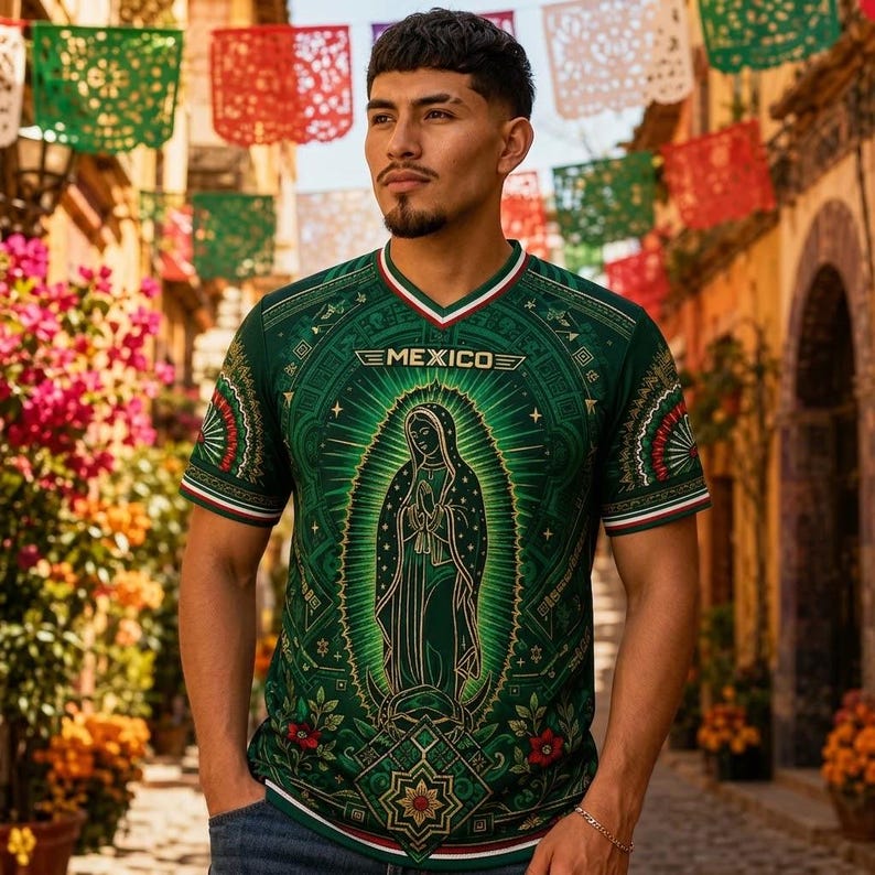🇲🇽 Mexico Heritage Soccer Jersey – Green V-Neck Football Fan Shirt for Men & Women