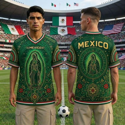 🇲🇽 Mexico Heritage Soccer Jersey – Green V-Neck Football Fan Shirt for Men & Women