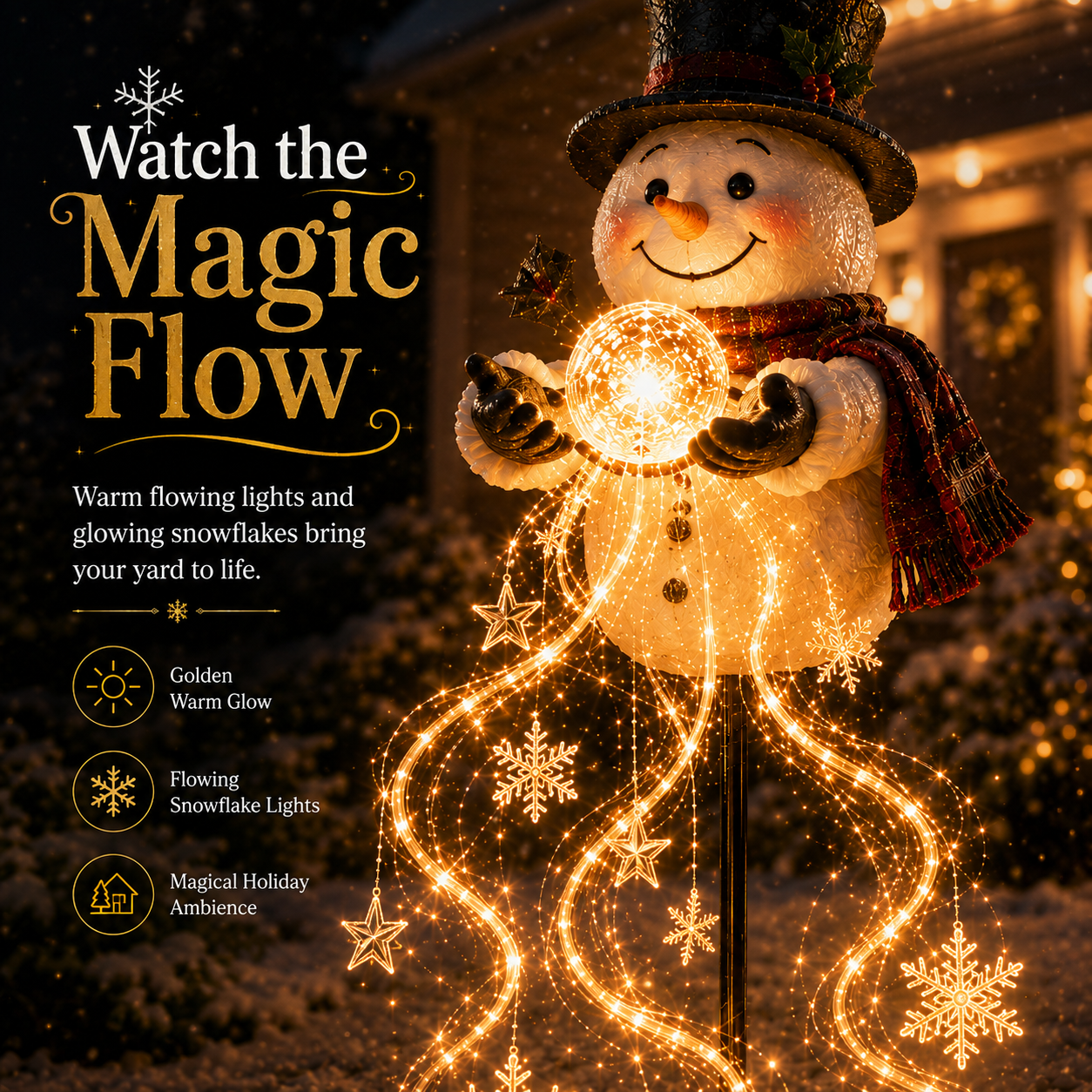 Flowing illuminated snowflake and star Christmas lights