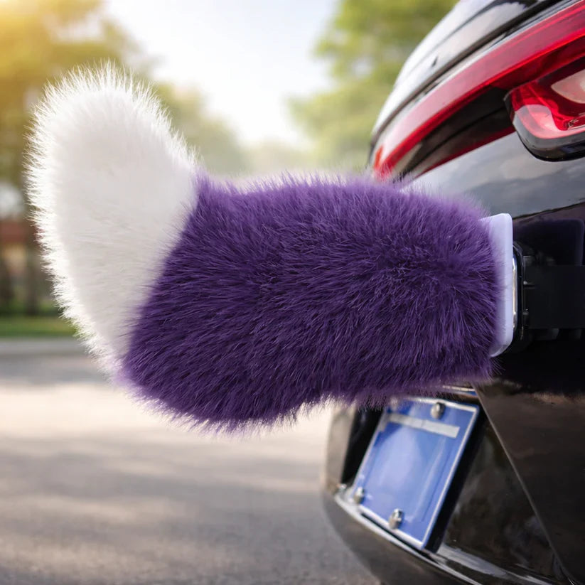 Fluffy Faux Fox Tail Car Ornament, Vehicle Rear Bumper Plush Tail Decor, Cute Auto Exterior Accessory for Car Styling