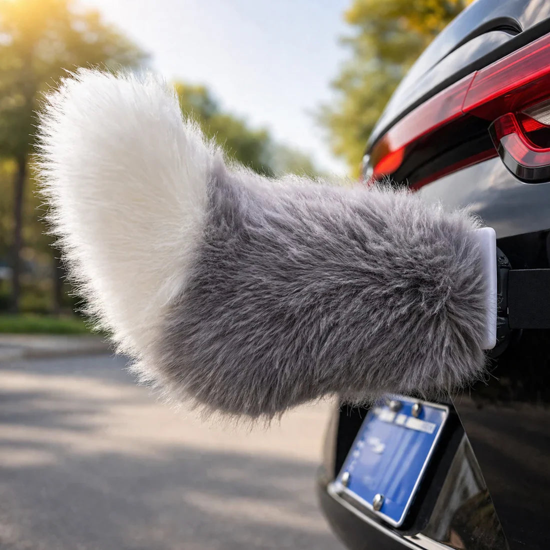 Fluffy Faux Fox Tail Car Ornament, Vehicle Rear Bumper Plush Tail Decor, Cute Auto Exterior Accessory for Car Styling