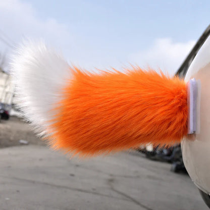 Fluffy Faux Fox Tail Car Ornament, Vehicle Rear Bumper Plush Tail Decor, Cute Auto Exterior Accessory for Car Styling
