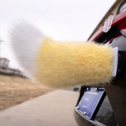 Fluffy Faux Fox Tail Car Ornament, Vehicle Rear Bumper Plush Tail Decor, Cute Auto Exterior Accessory for Car Styling