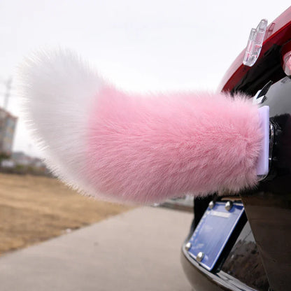 Fluffy Faux Fox Tail Car Ornament, Vehicle Rear Bumper Plush Tail Decor, Cute Auto Exterior Accessory for Car Styling