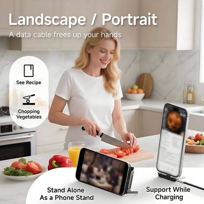 240W Ultra-Fast Type-C Cable with 360° Detachable Phone Stand