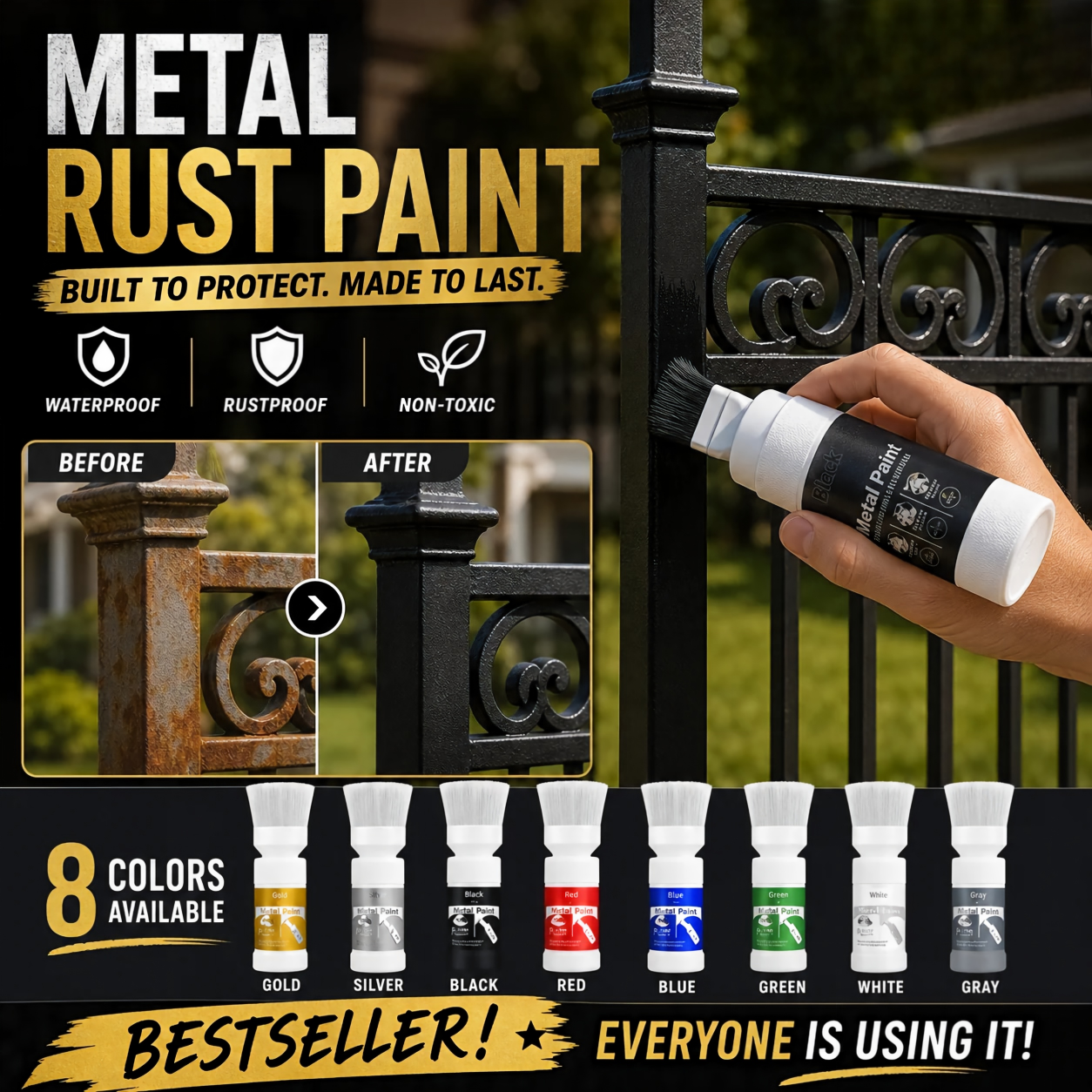 ⏳Time-Limited Special⏰Refresh paint surfaces in one simple spray!✨🏠Water-Based Metallic Silver Paint with Built-in Brush💥👍