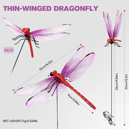 Outdoor Fake Dragonfly Rod Clip, Garden Metal Dragonfly Clip