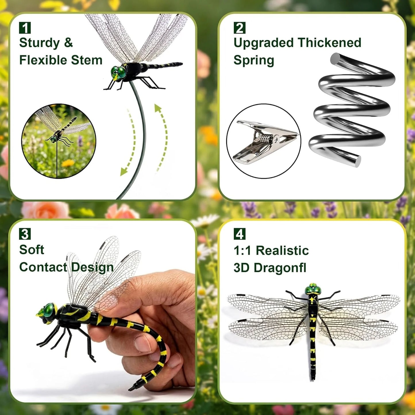 Outdoor Fake Dragonfly Rod Clip, Garden Metal Dragonfly Clip