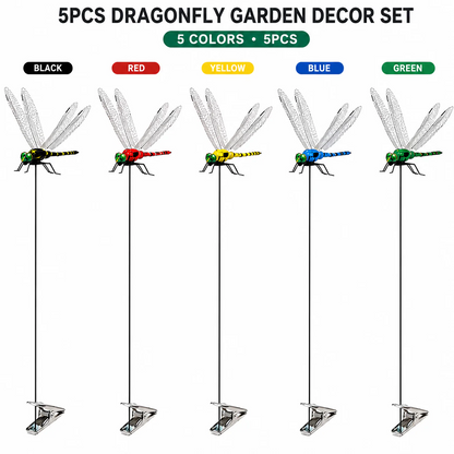 Outdoor Fake Dragonfly Rod Clip, Garden Metal Dragonfly Clip