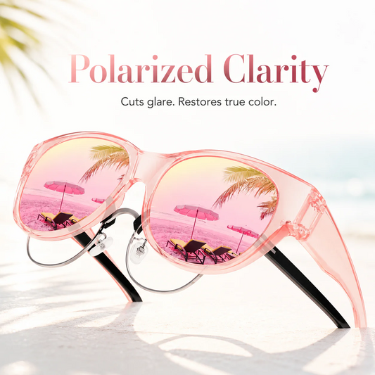 Polarized Fit Over Glasses Sunglasses for Women Men Trendy Square Wrap Around Shades UV400 Protection Lightweight & Durable