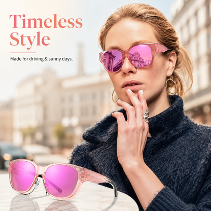 Polarized Fit Over Glasses Sunglasses for Women Men Trendy Square Wrap Around Shades UV400 Protection Lightweight & Durable