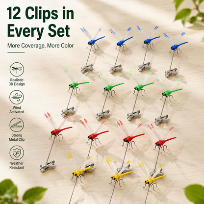 Outdoor Fake Dragonfly Rod Clip, Garden Metal Dragonfly Clip
