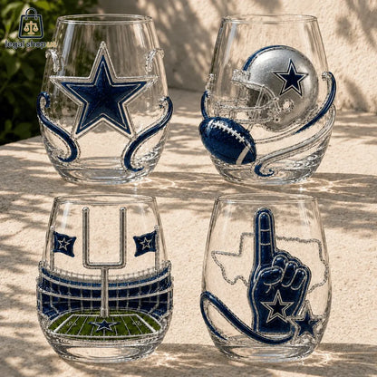 Dallas Cowboys Stemless Whiskey Glass Cup Set