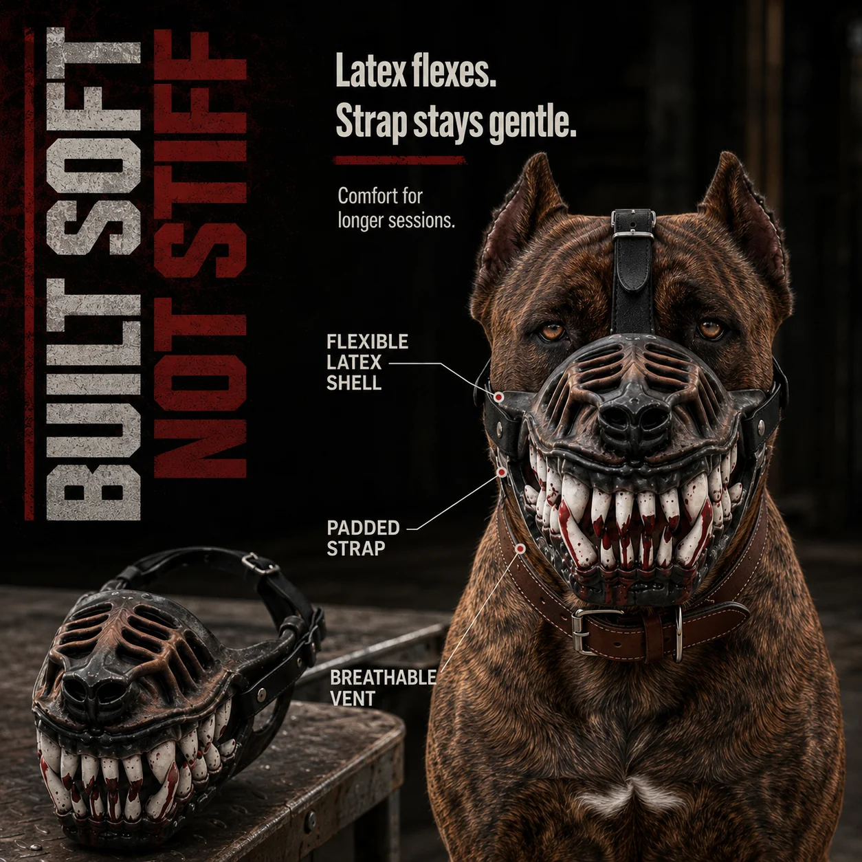 🐺🧛Scary Fang Dog Muzzle – Soft Latex Halloween Pet Accessory