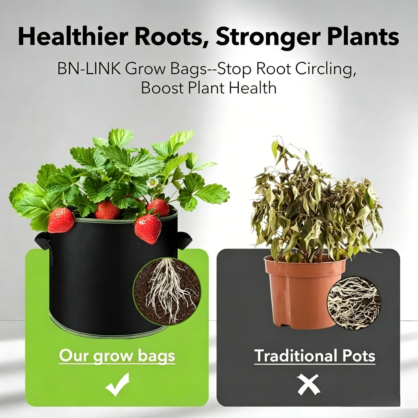 Heavy-Duty Fabric Grow Bags – Breathable Reusable Plant Pots