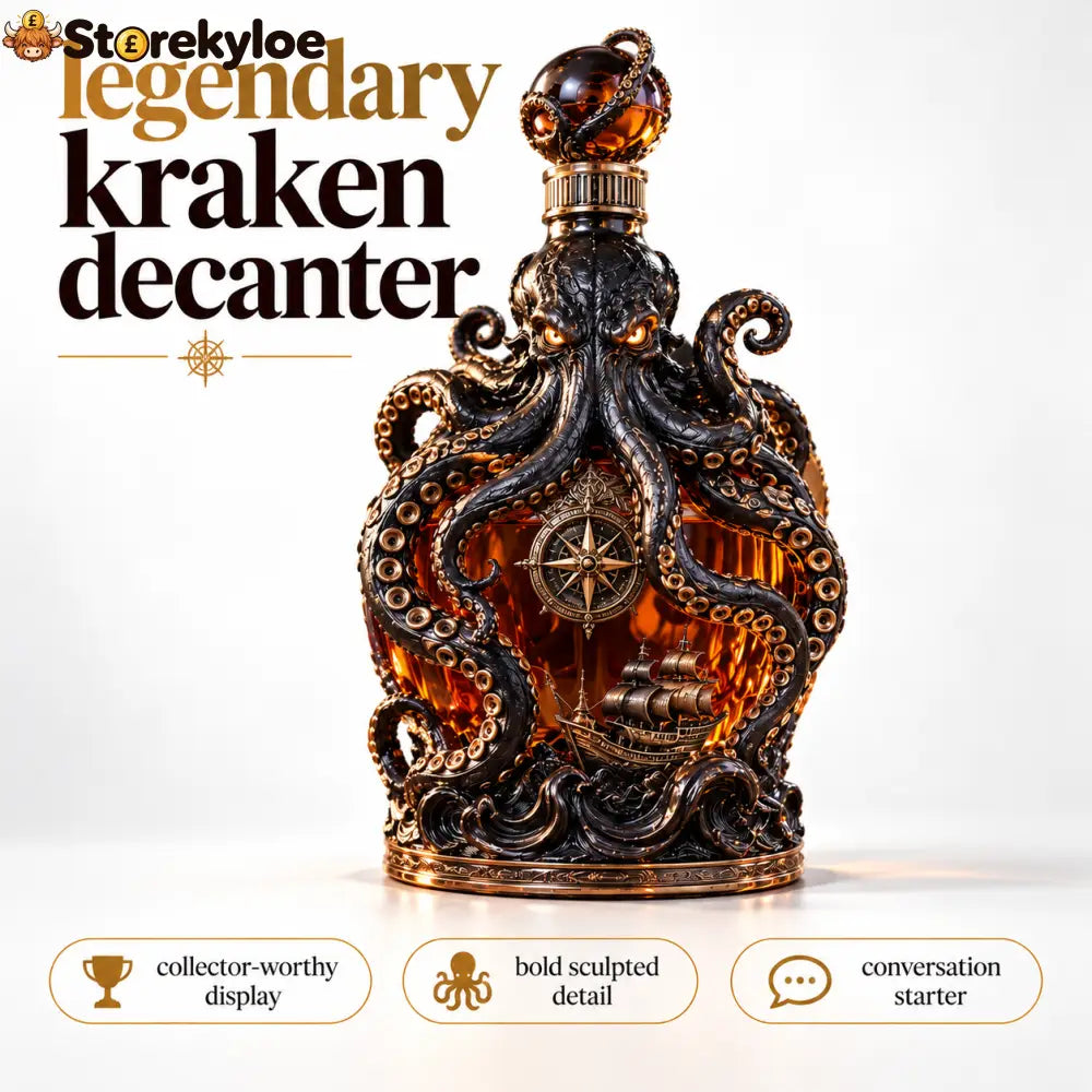 🐙Kraken Voyage Octopus Whiskey Decanter | Gothic Nautical Bar Centerpiece