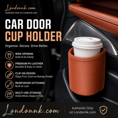 🚗🧺 50% OFF! Leather Car Door Cup Holder – Wide‑mouth opening, easy reach for drinks & phone