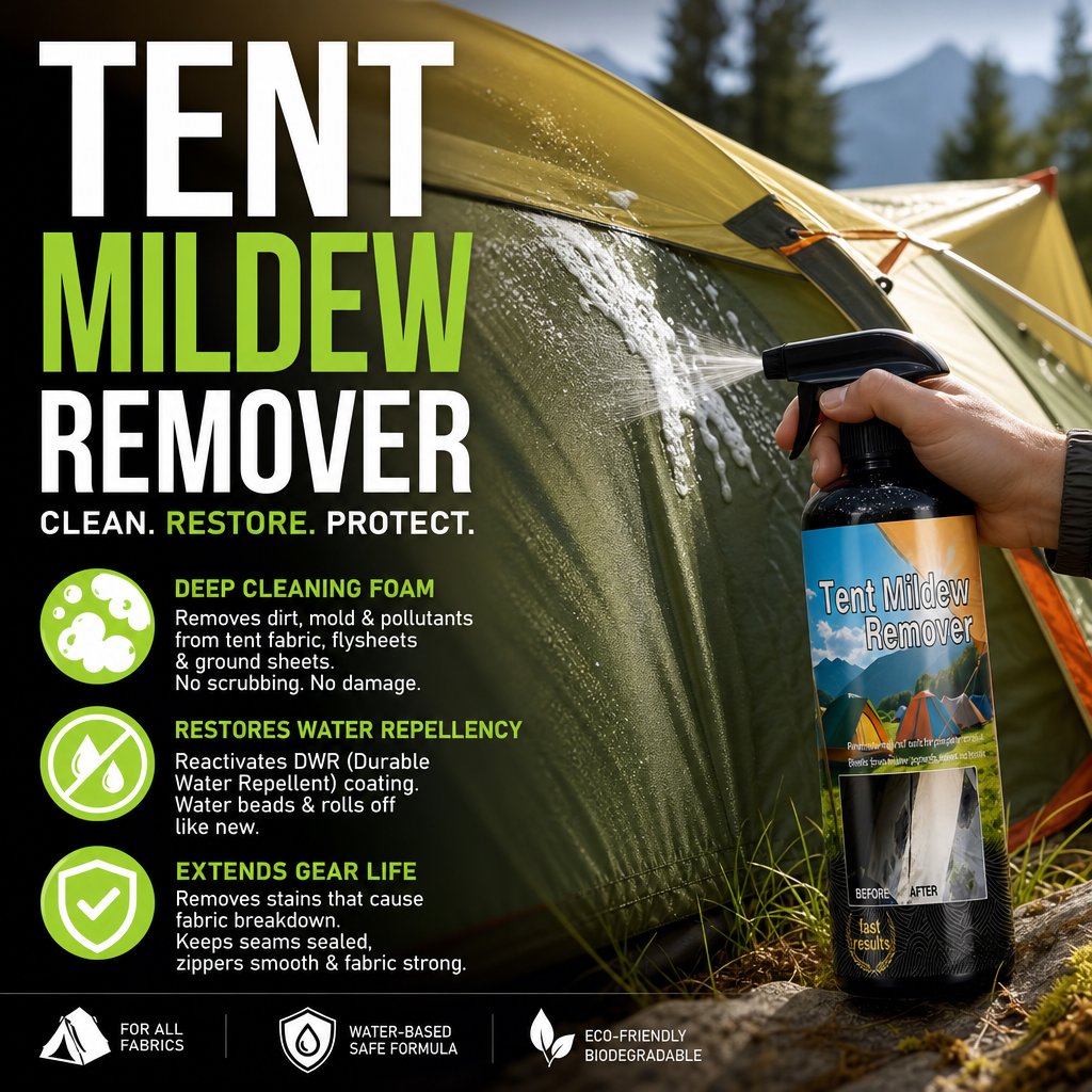 ⛺ Tent Mildew Stain Remover Spray for Outdoor Fabric 🧽