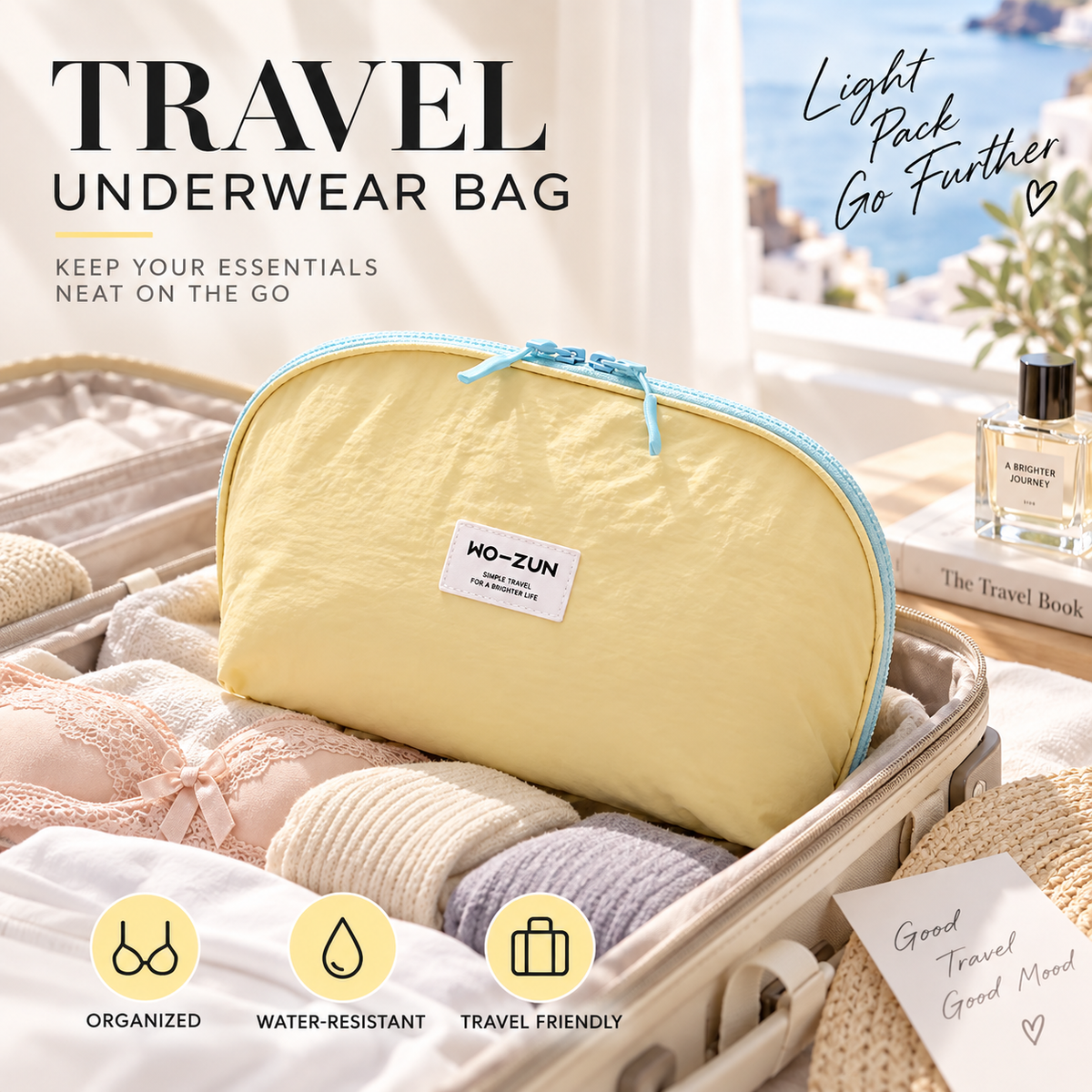 🏆 Last Day Special Price 💐 Portable Underwear Travel Organizer – Separate Storage for Bras, Panties & Socks💕