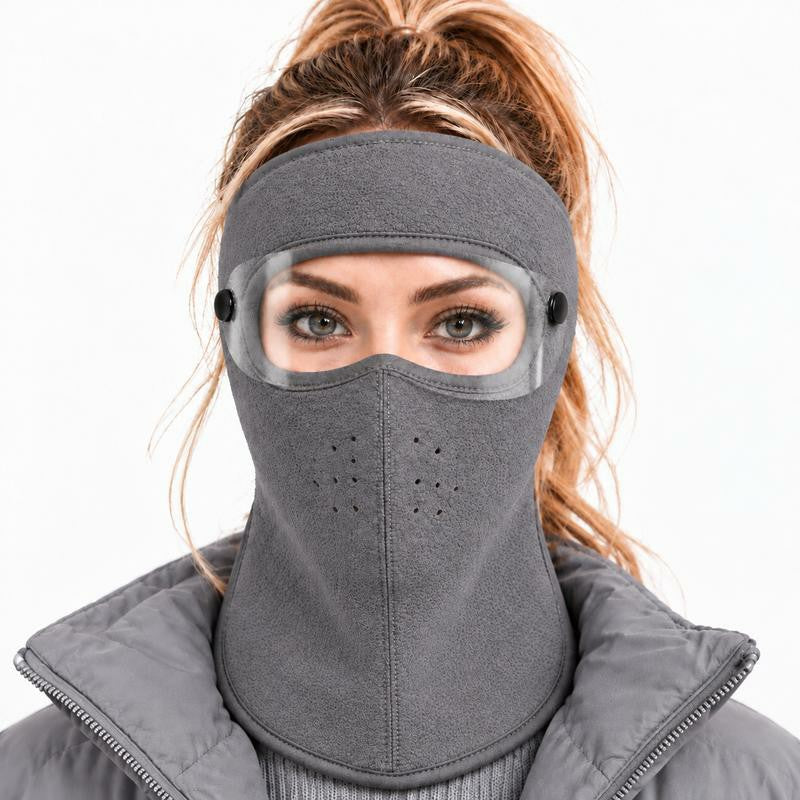 ❄️ Winter Face Cover with Clear Eye Shield – Adjustable Cold Weather Balaclava
