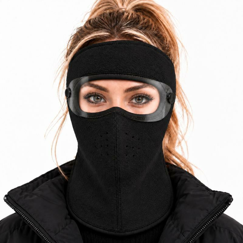 ❄️ Winter Face Cover with Clear Eye Shield – Adjustable Cold Weather Balaclava