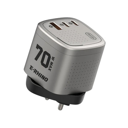 Global Travel Charger (70W, 3-Port, GaN, Integrated Rotary Plug)