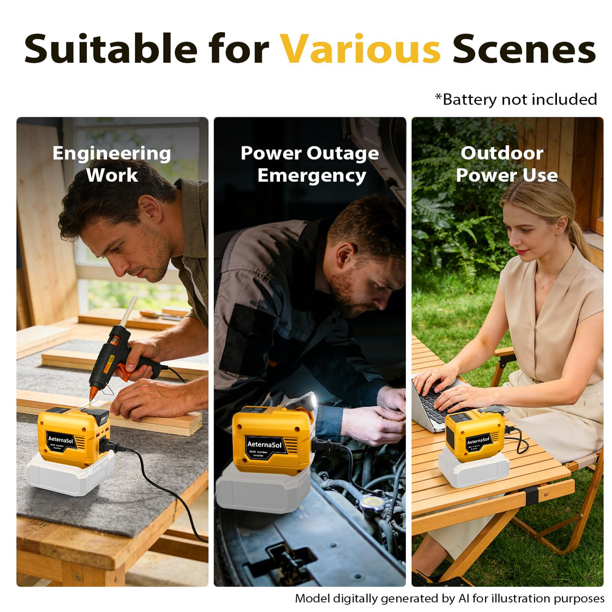 Mroace Portable Battery Power Inverter