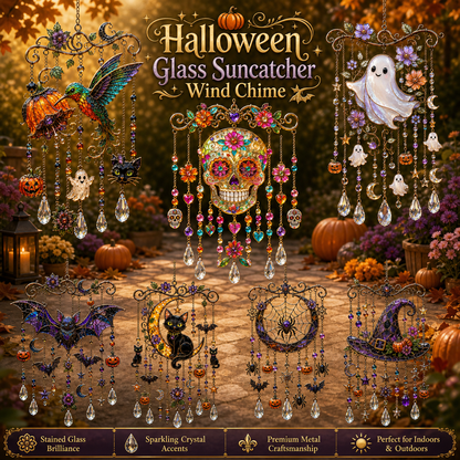 👻Halloween Glass Suncatcher Wind Chime