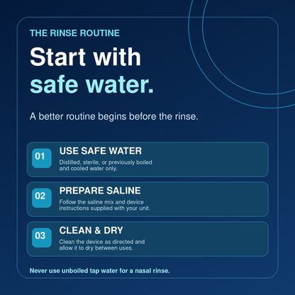 Nasal rinse safe water and cleaning guidance