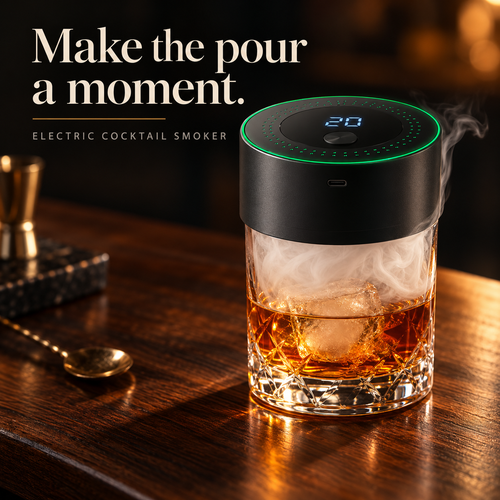 🥃 Electric Whiskey Smoker Kit – Rechargeable, Butane-Free Cocktail Smoke Infuser 🔥