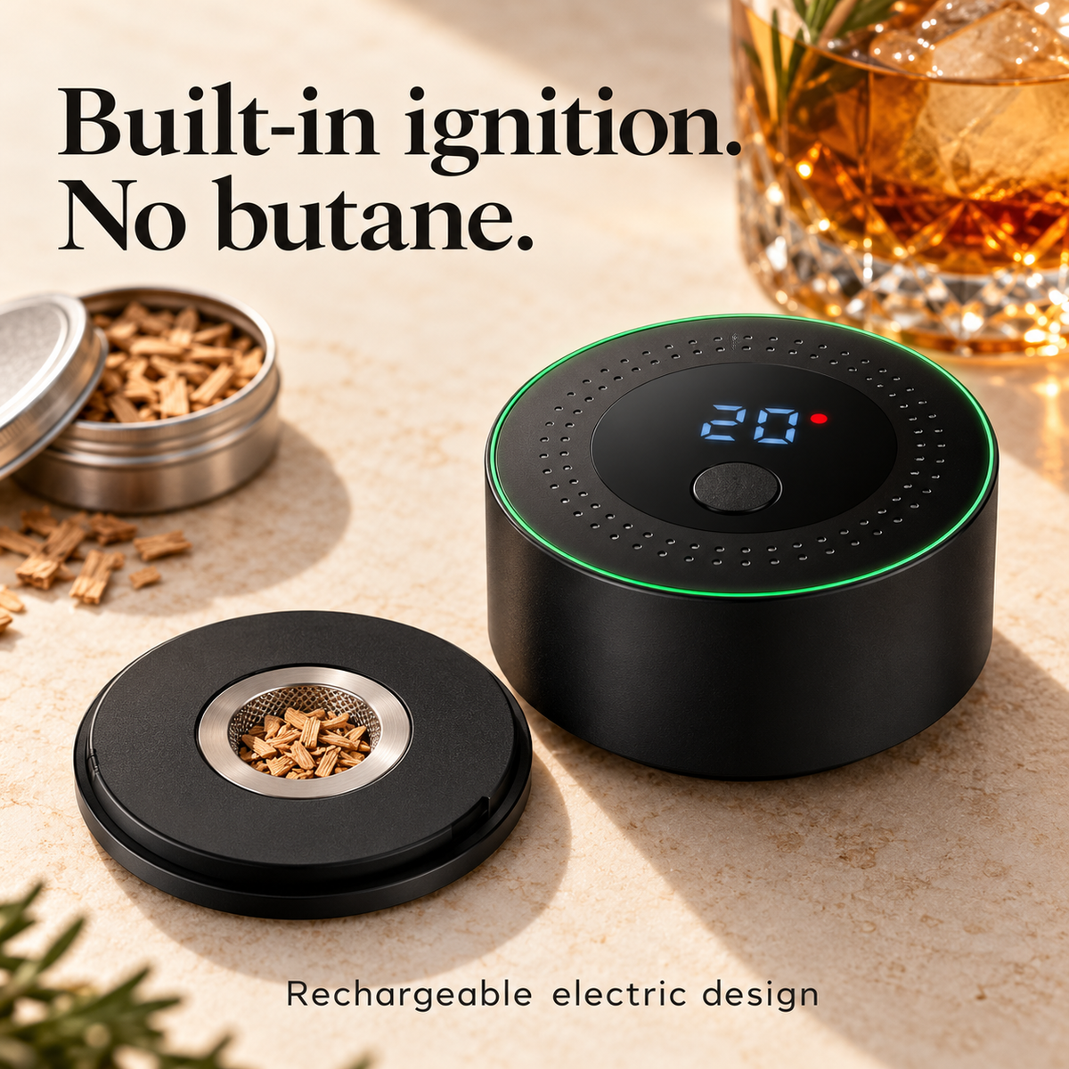 🥃 Electric Whiskey Smoker Kit – Rechargeable, Butane-Free Cocktail Smoke Infuser 🔥