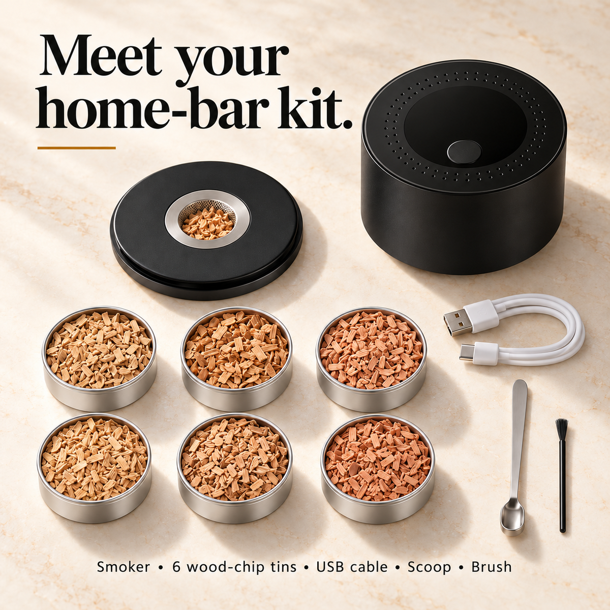 🥃 Electric Whiskey Smoker Kit – Rechargeable, Butane-Free Cocktail Smoke Infuser 🔥