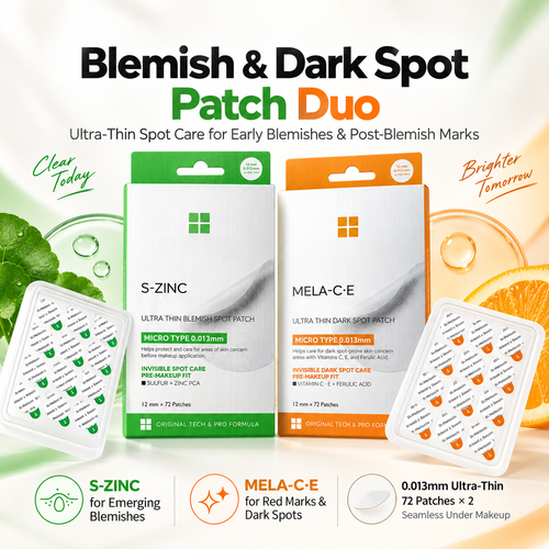 ✨Acne & Dark Spot Patch Duo – S-ZINC + Vitamin C, 72-Patch Twin Pack