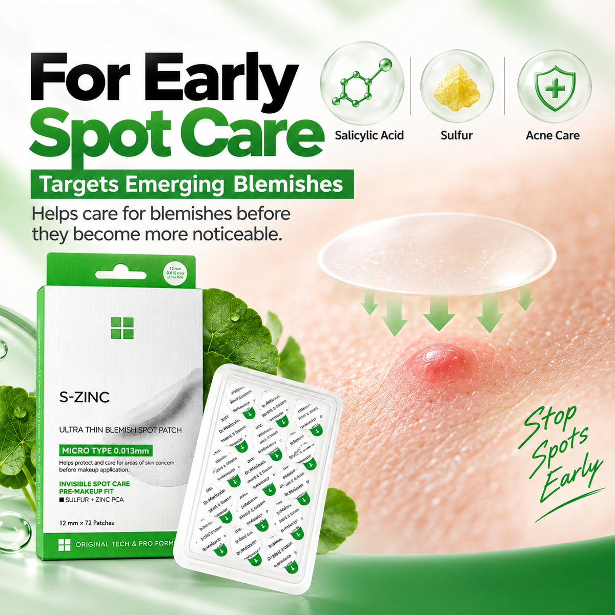 ✨Acne & Dark Spot Patch Duo – S-ZINC + Vitamin C, 72-Patch Twin Pack