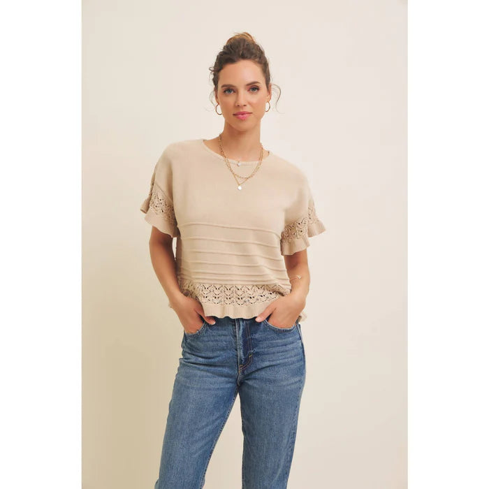 ✨ Breezy Crochet Knit Top