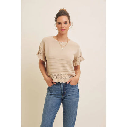✨ Breezy Crochet Knit Top