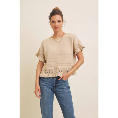 ✨ Breezy Crochet Knit Top