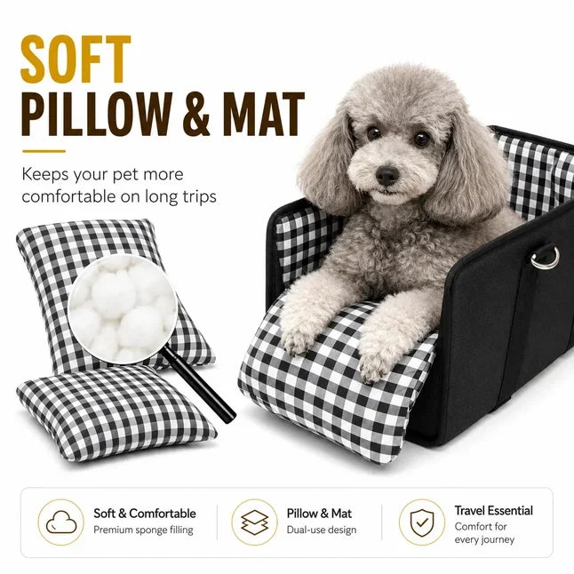 2-in-1 Pet Carrier & Console Pet Car Seat for Small Dogs and Cats