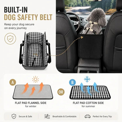 2-in-1 Pet Carrier & Console Pet Car Seat for Small Dogs and Cats