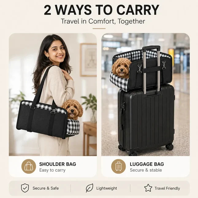 2-in-1 Pet Carrier & Console Pet Car Seat for Small Dogs and Cats