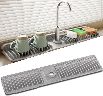 silicone sink faucet splash guard mat 15 inch installed on kitchen sink