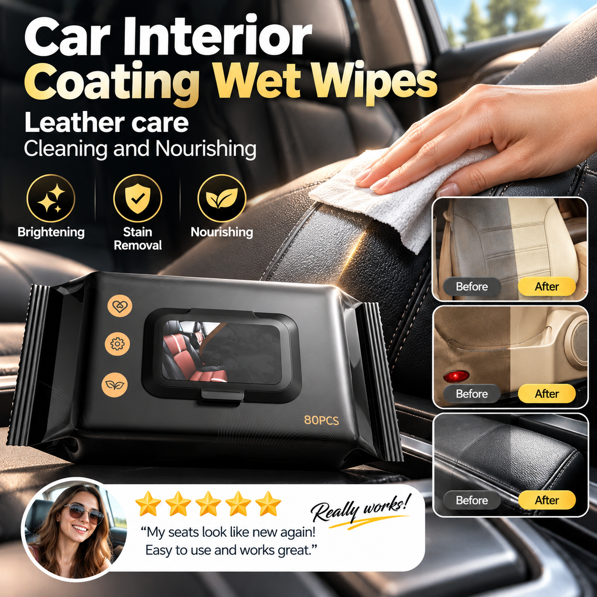 🔥 Car Interior Coating Wet Wipes(80 Pieces)