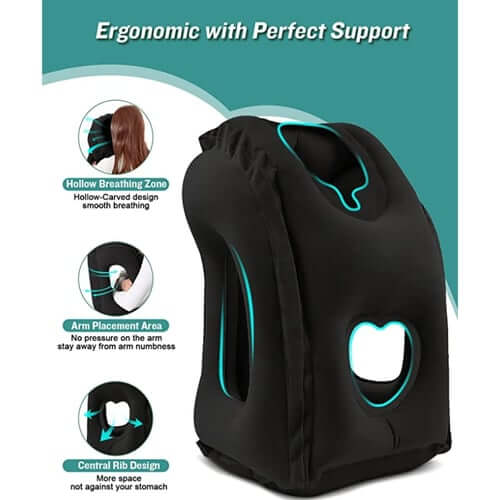 ✈️LIMITED-TIME 50% OFF!💨Inflatable Travel Pillow | 360° Support – Soft Flocking, Quick Inflate, Compact