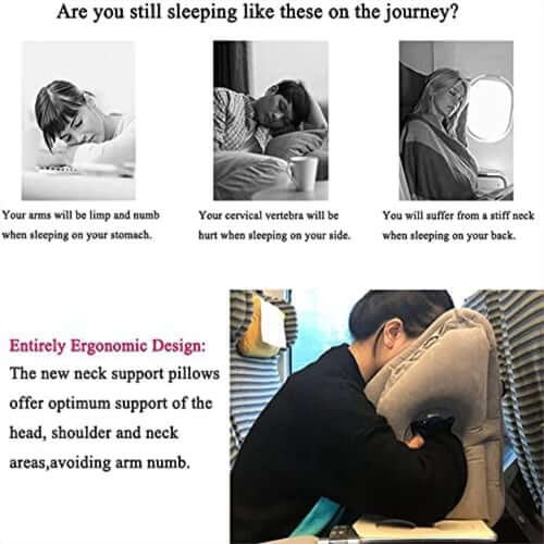 ✈️LIMITED-TIME 50% OFF!💨Inflatable Travel Pillow | 360° Support – Soft Flocking, Quick Inflate, Compact
