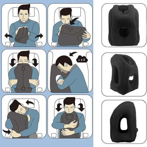 ✈️LIMITED-TIME 50% OFF!💨Inflatable Travel Pillow | 360° Support – Soft Flocking, Quick Inflate, Compact