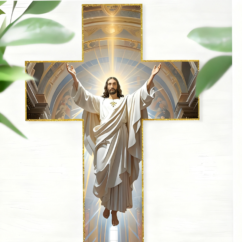 ✝️ Vintage Jesus Cross Wall Decor – Rustic Wooden Faith-Inspired Home Accent 🕊️✨