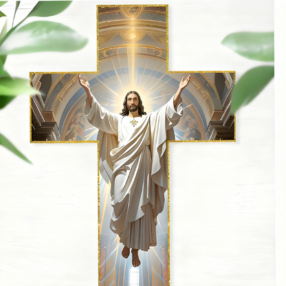 ✝️ Vintage Jesus Cross Wall Decor – Rustic Wooden Faith-Inspired Home Accent 🕊️✨